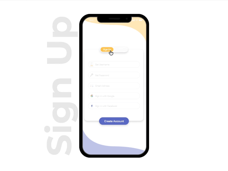 Login screen design idea #199: Sign Up and Login Page auto animate xd login mobile app iphone 10 ui ux ui login form sign in for...