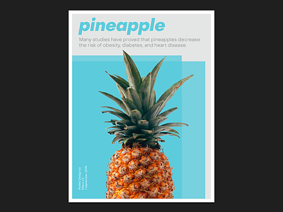 Pineapple poster blue design fruits pineapple poster typography