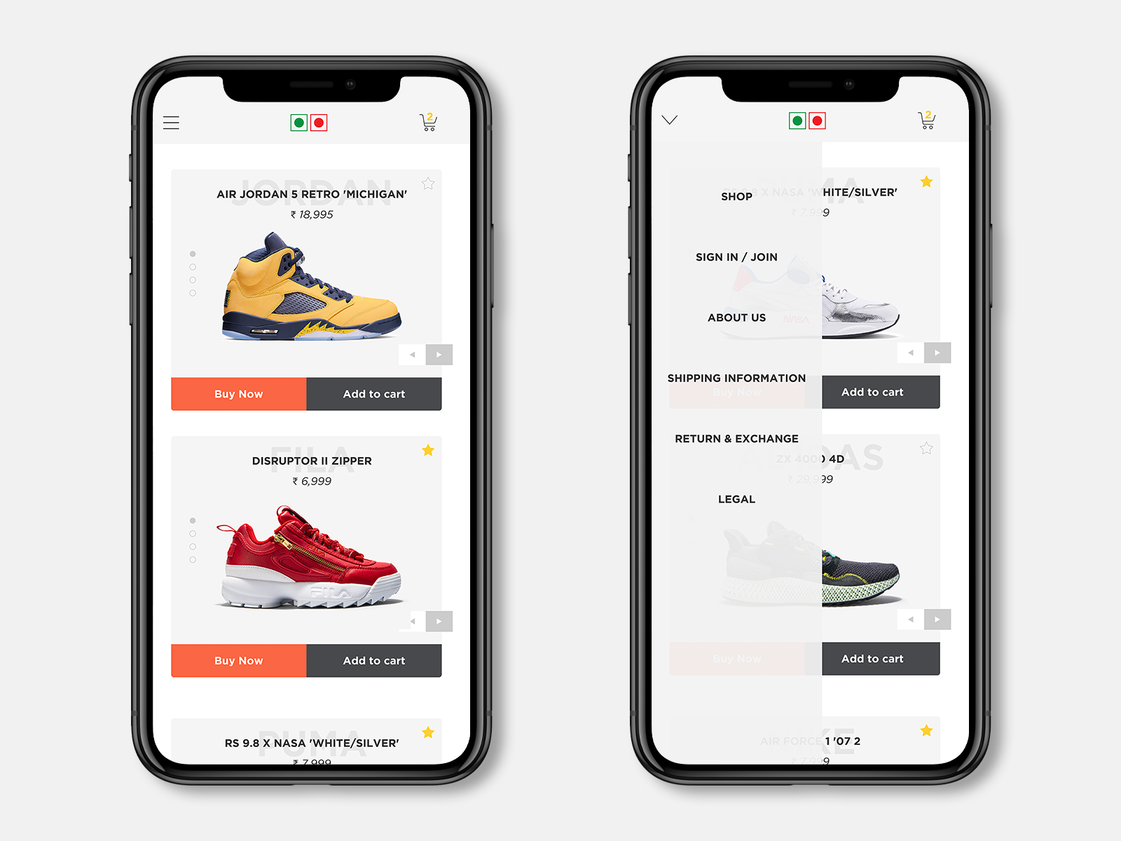 Download Veg Non Veg sneaker store app mockup by Mayur LS on Dribbble