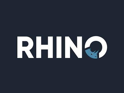 Rhino- Weekly Warm-Up Prompt No. 4 blue design dribbbleweeklywarmup icon illustration logo rhino text vector