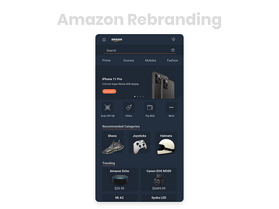 Amazon rebranding amazon app branding concept design minimal mobile rebranding ui ux uxdesign xd