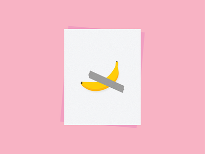 Banana Duct tape poster art banana design duct tape illustration minimal pink poster vector yellow