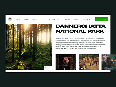 Bannerghatta National Park homepage mockup animals bangalore concept design landing page national park redesign ui ux website wildlife xd