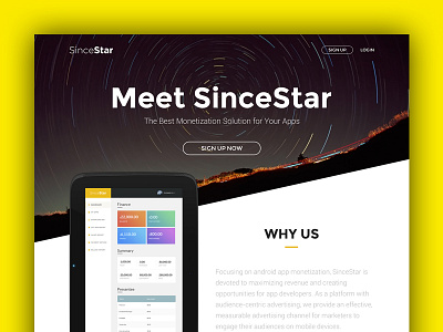 SinceStar Homepage clean design information interface minimal ui user web
