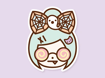 Emerie cute flat ghost halloween illustration pastel spiderweb vector