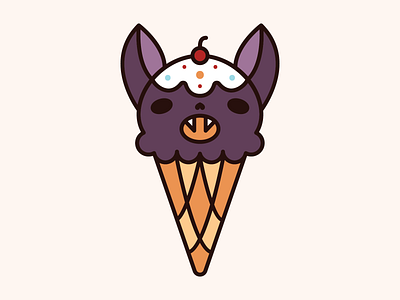 Bat Cream bat character cute etsy flat halloween holiday ice cream ice cream cone illustration kawaii line vector