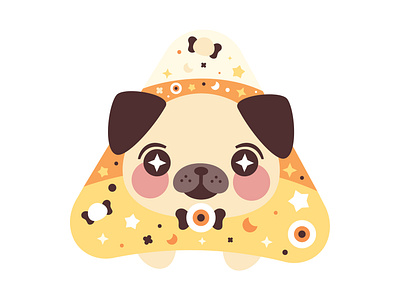 Candy-Pug cute dog eye candy eyed flat halloween holiday illustration pug seasonal vector