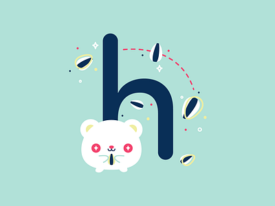 H 26daysoftype 36daysoftype cute flat hamster illustration vector
