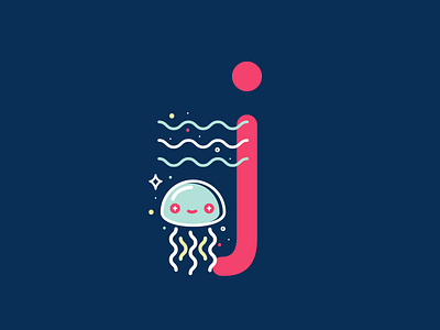 J 26daysoftype 36daysoftype cute flat illustration jellyfish vector