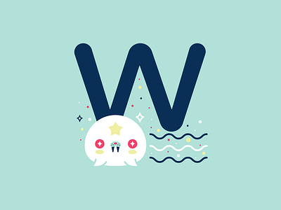 W 26daysoftype 36daysoftype cute flat illustration vector whale