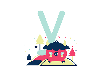 Y 26daysoftype 36daysoftype cute flat illustration vector yak