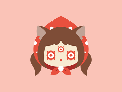 Red cute flat illustration red red riding hood vector wolf wolf girl