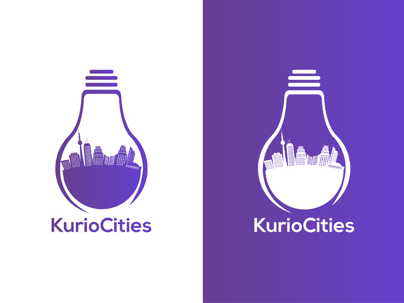 KurioCities purple bulb knowledge curiosity cities education logo