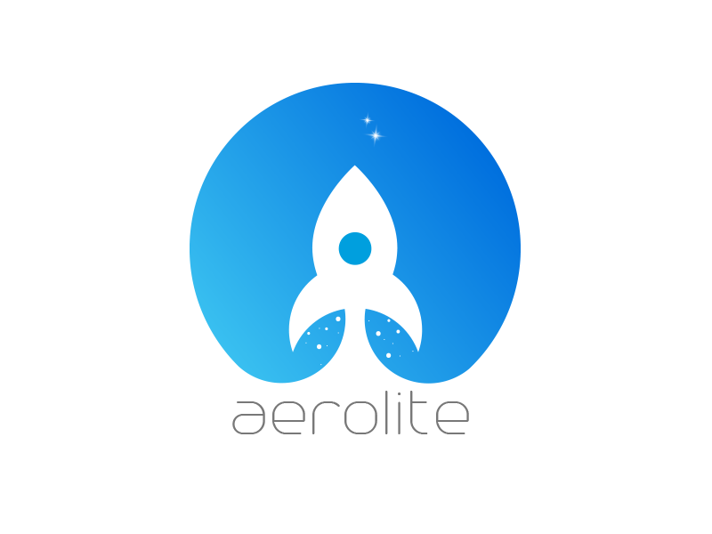 Aerolite branding gradient rocketship logo