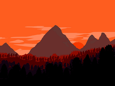 2012 - When I was learning #2 design forest graphics landscape orange sunset