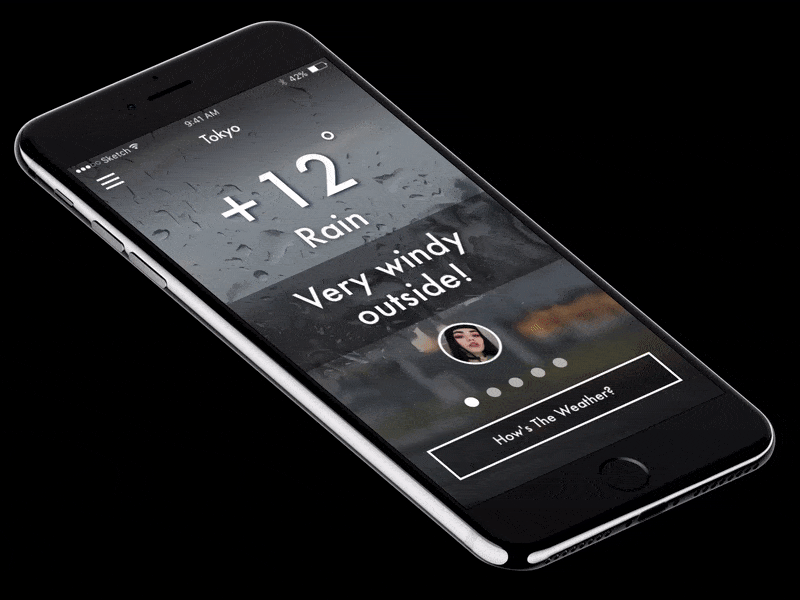 Weather app concept app concept dark interaction interface ios iphone rain social ui ux weather