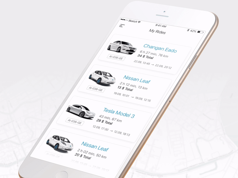 Carsharing App Menu app design interaction menu sketch ui ux