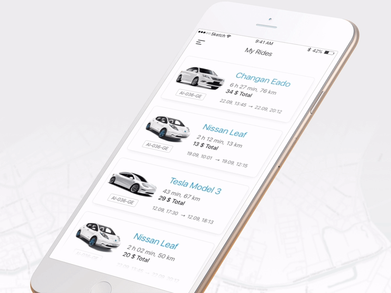 Carsharing App Menu