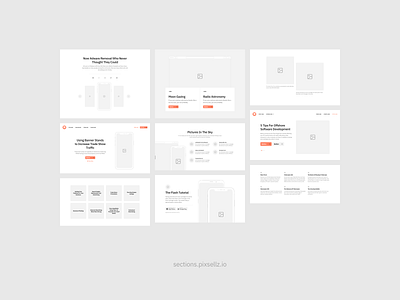 Sections Wireframe Kit flow prototype prototyping sketch uikit ux web wireframe wireframe kit