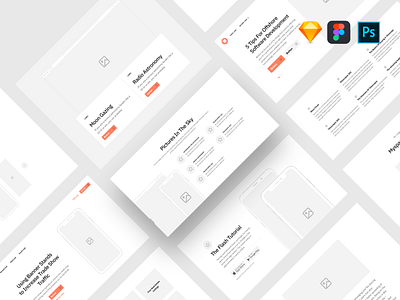 Sections Wireframe Kit figma flow photshop prototype sketch uikit web web design website wireframe