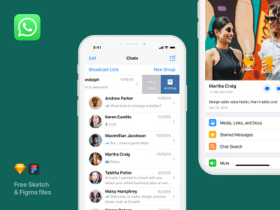 UI screens for WhatsApp messenger - Mobile Apps Library app apps design figma free messenger mobile mobileapp mobileapps mockup mockups prototype sketch ui vector whatsapp