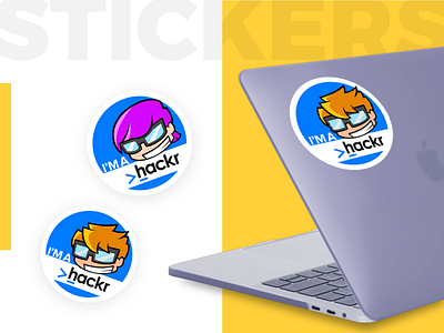 Laptop Sticker character character design characterdesign design geek geek art geeky laptop laptop sticker sticker sticker design stickers yellow