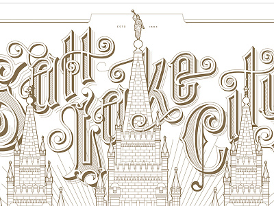 SLC Temple Poster Detail 1 kevin cantrell design lettering letterpress salt lake city temple
