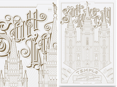 SLC Temple Poster Pre-Sale kcd kevin cantrell design kevincantrelldesign lds ldstemples letterpress mormonart mormontemples saltlakecity temple