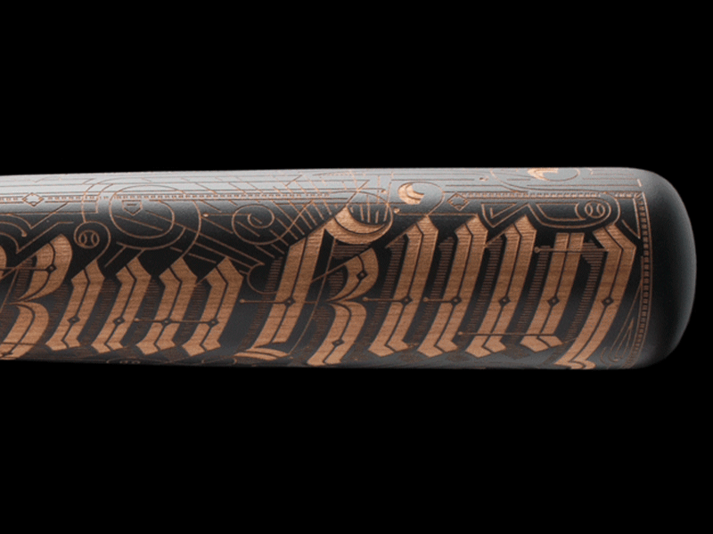 Nike Home Run Bat Trophy Animated battophy laser etching batetching caligraphy lettering nikeperfectgame nikeallamericanclassic kevincantrelldesign