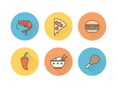 Food Icons app burger chicken comeya design flat food icon icons mobile pizza