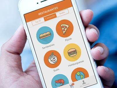 Categories app comeya design flat food icons iphone mobile pizza