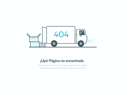 404 - Packen 404 app design error illustration koombea outline packen page truck web