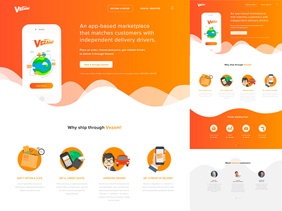 Vezam landing page design