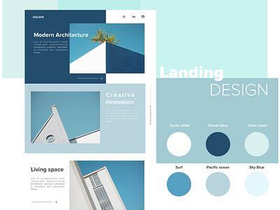 >Escape [Modern architecture guidelines] app design architechture architects brandbook branding color guidelines landing page logo minimal minimalism ocean pantone ui design ux design