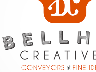 Belldetail art deco card logo orange sans serif type