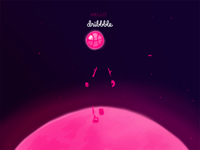 Hello Dribble animation astronaut cel debut illustration photoshop pink space