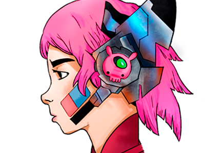 Cyborg girl1 cyberpunk girl illustration psd design