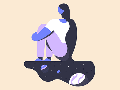 Daydreamin' 2d 2d flat illustration 2d illustration woman 2d woman character character illustration flat geometric illustration stylized woman illustration woman woman day dreaming woman illustration woman in space woman sitting down