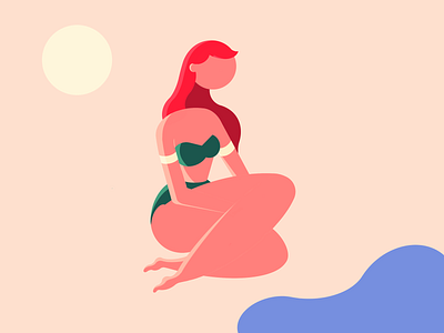 Sunny Day 2d 2d flat illustration beach character character illustration clean day design flat geometric illustration simple summer tanning woman