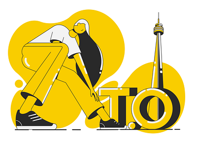 T.O (the 6ix) 2d 2d flat illustration 416 black character illustration flat geometric illustration rebound the six to toronto toronto raptors yellow