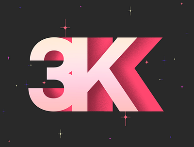 3K On Youtube! 2d 2d flat icon 2d flat illustration 3 logo 3k clean design flat geometric illustration type type art type vector typography vector