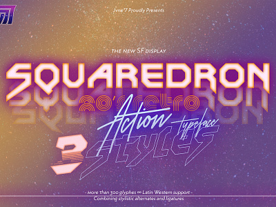 Squaredron V2 Maindribble 80s commercial font display futurist retrowave squared typeface typography