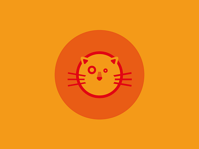 My fat cat cat icon orange round simple vector