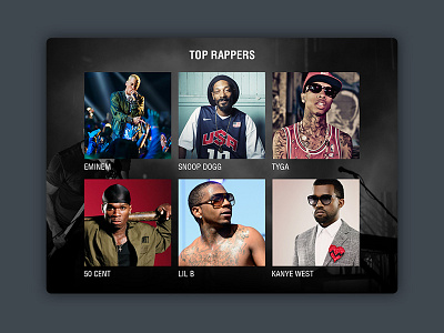 Dark UI Top Rappers app creative creativex dark design list rappers ui ux web