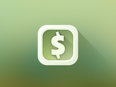 Icon Dollar IOS dollar flat green icon shadow