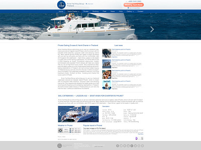 Web design Yacht2sail.com on WordPress catamaran clean design flat layout photoshop sail thailand ui web design website yacht