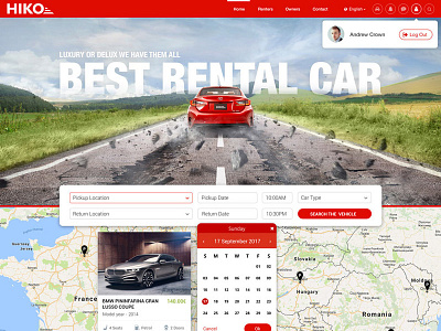 Rent Hiko car design rad rent search site web webdesign website