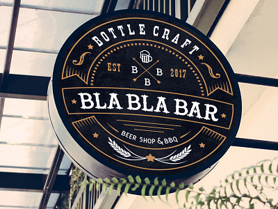 Bla Bla Bar logo arrow bar beer bla bla black branding circle design logo logotype retro signboard
