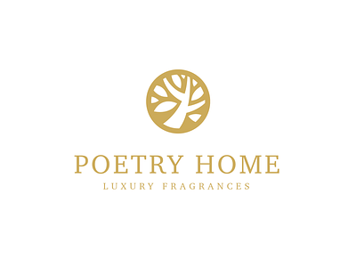Poetry Home aroma aromatherapy branding branding logo candle classic logo flat logo fragrance gold logo leafs logo logotype luxury logo nature stamp logo symbol tree vector