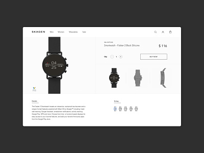Detail Page concept design detail grid interface product promo typography ui ux watch web design web site webdesign